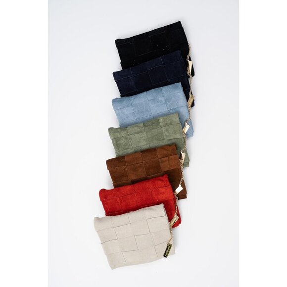 Suede Crossbody Bag Women Handmade Italian Leather Small Night Blue - Picture 7 of 7